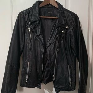 Selected Femme FOMA Genuine Black Moto Leather Jacket